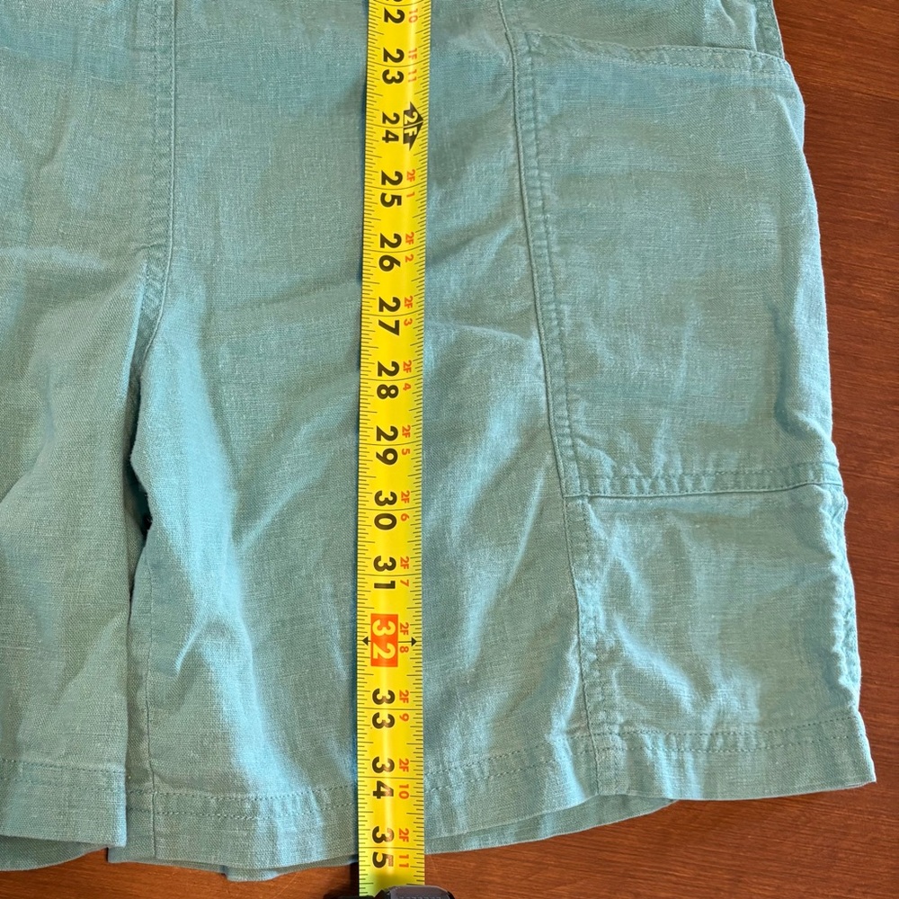 Cute vtg linen blend light blue overalls, medium - Picture 8 of 11